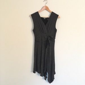Asymmetrical Black and White polka dot dress - M